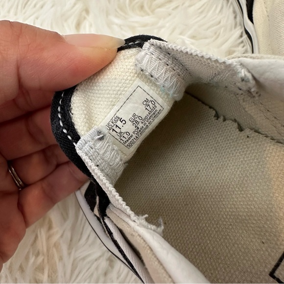 VANS Kids Checkered Slip-On Shoes size 11.5 - Black and White - Picture 6 of 7